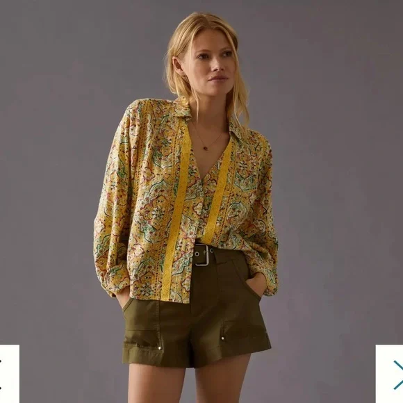 Anthropology Pilcro Pintuck Peasant Blouse, Size XS - Picture 2 of 13